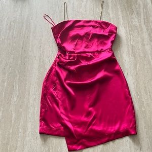 Pink satin mini dress